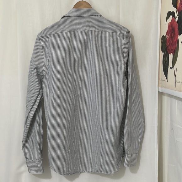 Zara 100% Cotton Blue Striped Long Sleeve Shirt - Picture 4 of 4